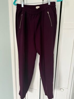 J. Crew Plum Zip-Pocket Tapered Joggers